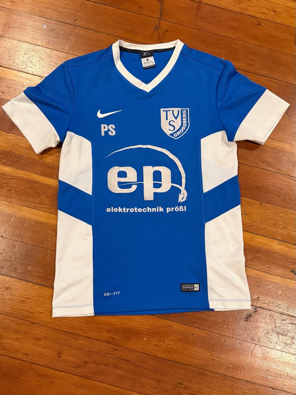 Nike Blue and White Dri-FIT Soccer Jersey
